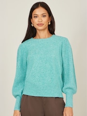 Yumi Green Knitted Balloon Sleeve Jumper - Image 3 of 4