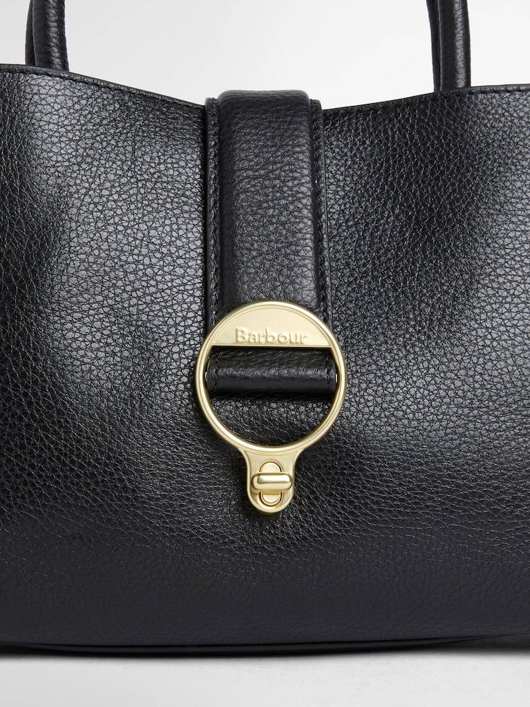 Noir - ® Barbour mini sac fourre-tout en cuir en aulne - Image 8 de 8