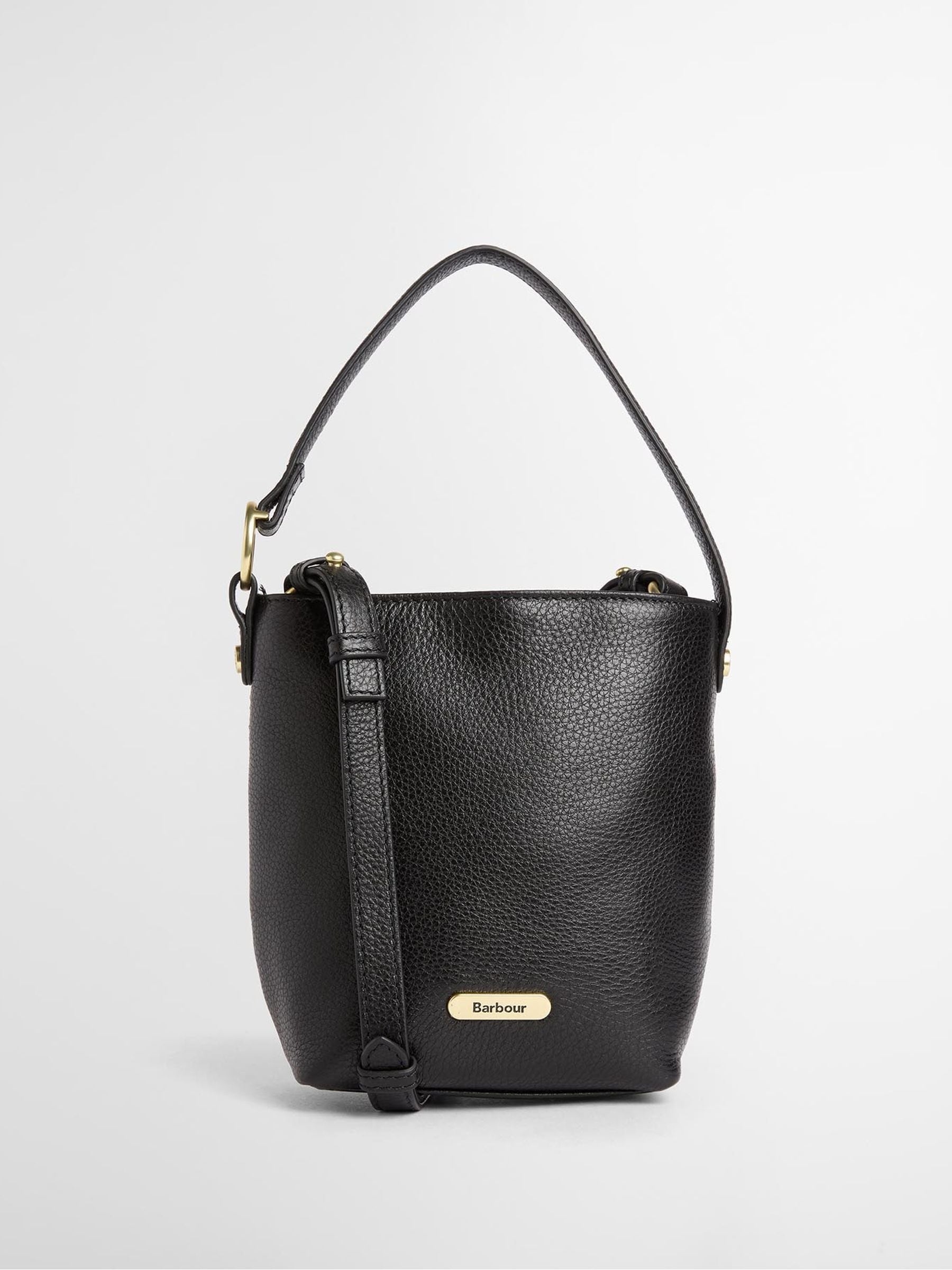 Barbour Women's Cedar Mini Leather Bucket Bag - Black - Image 2