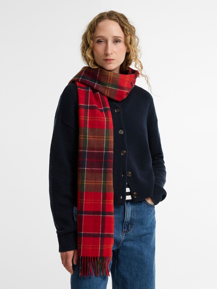 Barbour® Red Serena Tartan Scarf - Image 2 of 5 Barbour® Red Serena Tartan Scarf - Image 2 of 5
