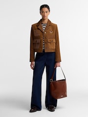 Brązowy - Barbour® Cedar Large Leather Bucket Bag - Obraz 1 z 3