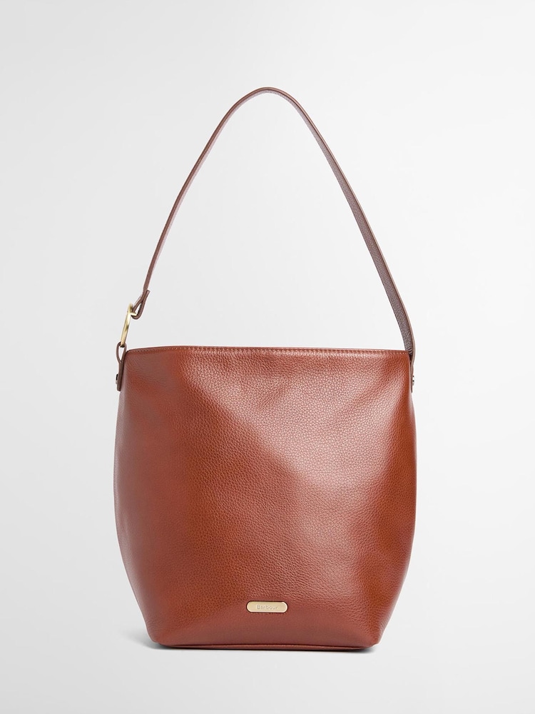 Brązowy - Barbour® Cedar Large Leather Bucket Bag - Obraz 3 z 3