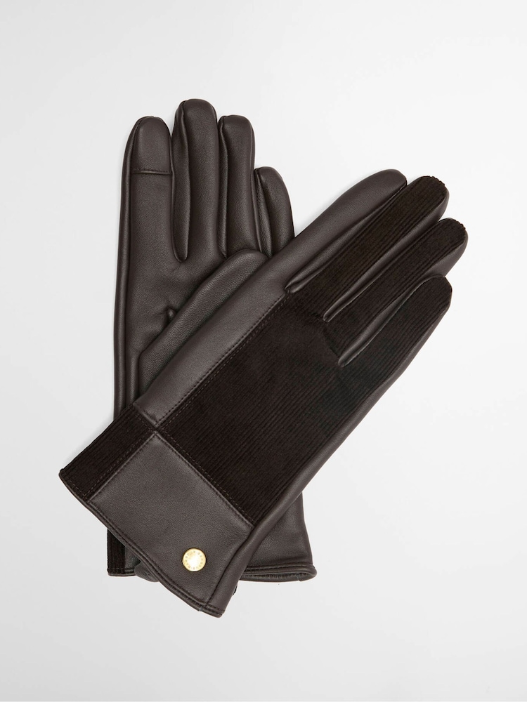 Barbour® Brown Dunswell Patchwork Gloves - Image 1 of 2