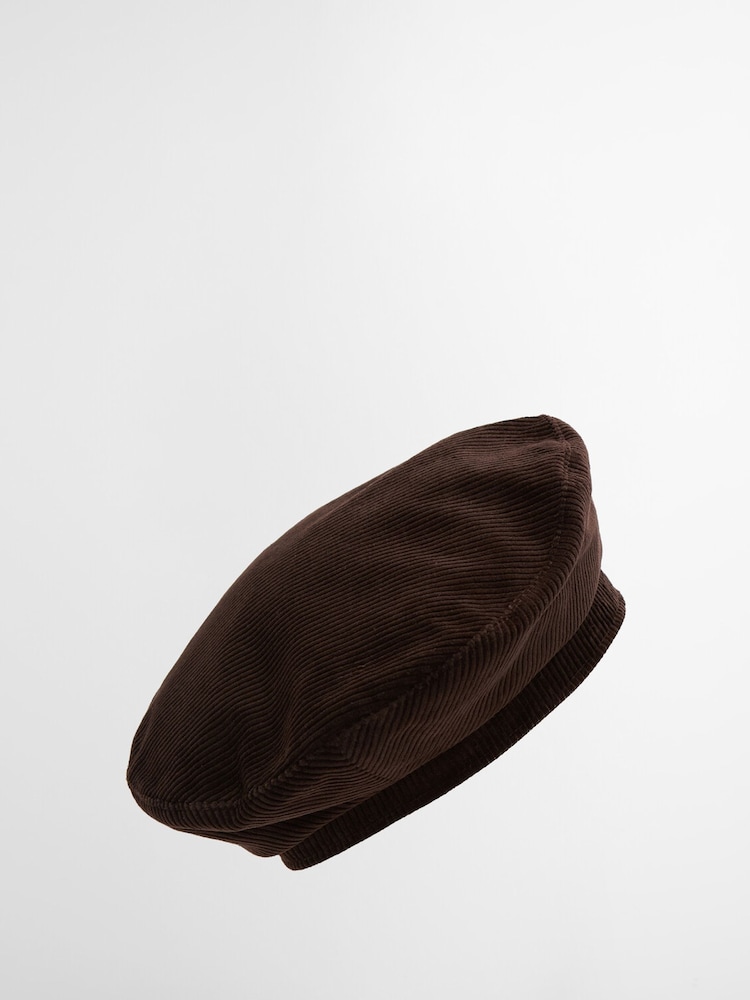 Barbour® Brown Overton Beret Hat - Image 2 of 4 Barbour® Brown Overton Beret Hat - Image 2 of 4