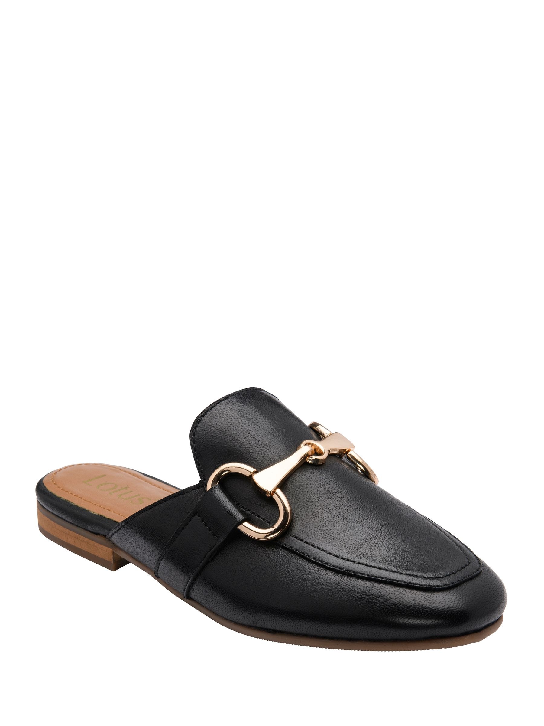 Lotus Women's Black Backless Sliders - Image 1