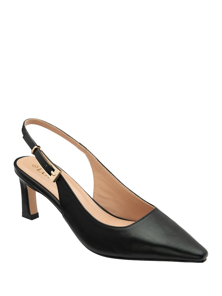 Negru - Lotus Slingback Heeled Shoes - Imaginea 1 din 4