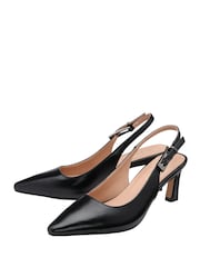 Negru - Lotus Slingback Heeled Shoes - Imaginea 2 din 4