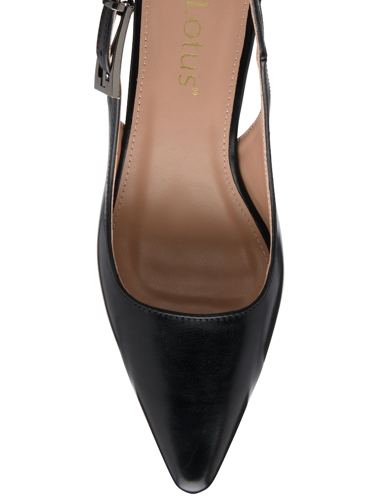 Negru - Lotus Slingback Heeled Shoes - Imaginea 4 din 4