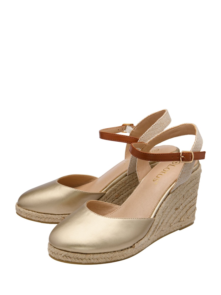 Lotus Gold Wedge Espadrille Shoes - Image 2 of 4