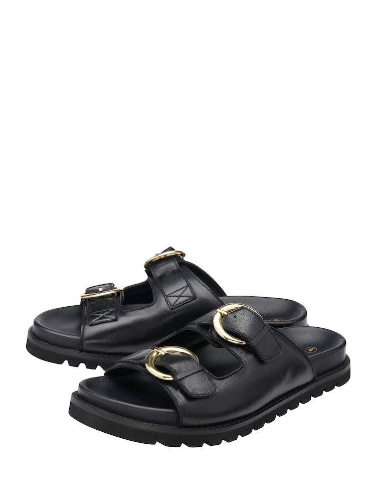 Lotus Black Slider Sandals - Image 2 of 4 Lotus Black Slider Sandals - Image 2 of 4