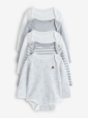 Gap White and Grey 5 Pack Brannan Bear Long Sleeve Baby Bodysuit (0-24mths) - Image 1 of 11