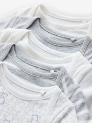 Gap White and Grey 5 Pack Brannan Bear Long Sleeve Baby Bodysuit (0-24mths) - Image 8 of 11