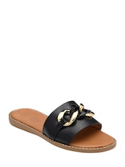 Lotus Black Flat Mule Sandals - Image 1 of 4