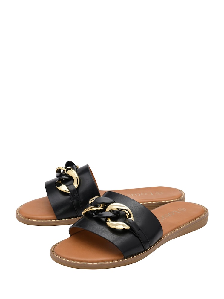Lotus Black Flat Mule Sandals - Image 2 of 4