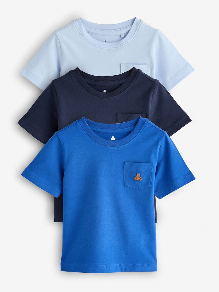 Blauw - Gap 3 Verpakking van T-shirts met korte mouwen en Brannan Bear-borduurwerk (6 mths) - 5yrs) (6mths-5yrs) - Afbeelding 1 van 8 Blauw - Gap 3 Verpakking van T-shirts met korte mouwen en Brannan Bear-borduurwerk (6 mths) - 5yrs) (6mths-5yrs) - Afbeelding 1 van 8