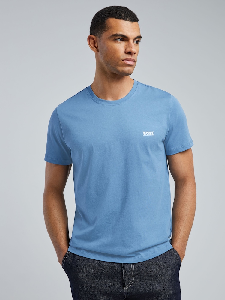 BOSS Blue Regular Fit Crew Neck Logo T-Shirt - Image 1 of 4
