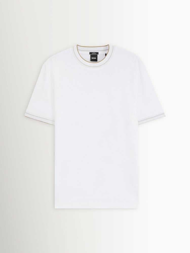 BOSS White Tessler Regular Fit Tipped Detail T-Shirt - Image 1 of 1