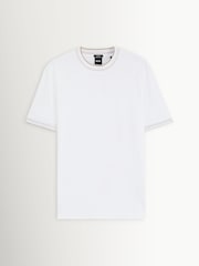 BOSS White Tessler Regular-Fit Tipped Detail T-Shirt - Image 5 of 6