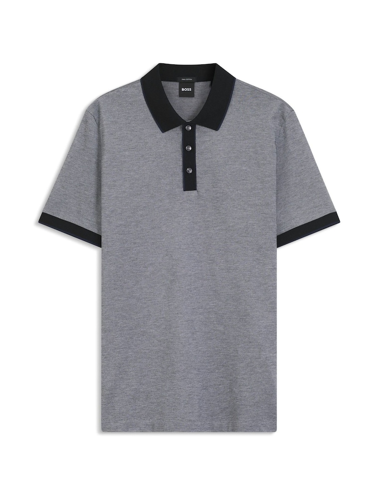 BOSS Grey Regular Fit Parlay Tipped Placket Polo Shirt - Image 1 of 1 BOSS Grey Regular Fit Parlay Tipped Placket Polo Shirt - Image 1 of 1