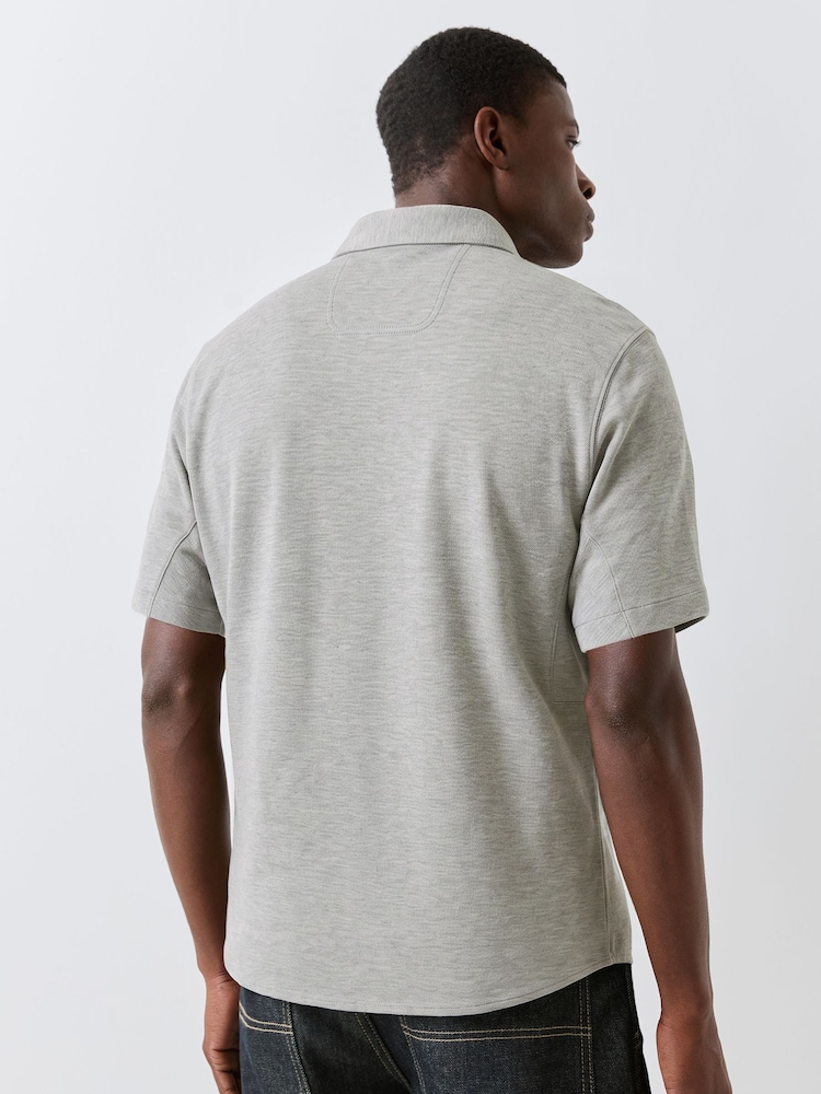 灰色 - BOSS Dymova Regular Fit Short Sleeve Stretch Shirt - 圖片 2，共 5