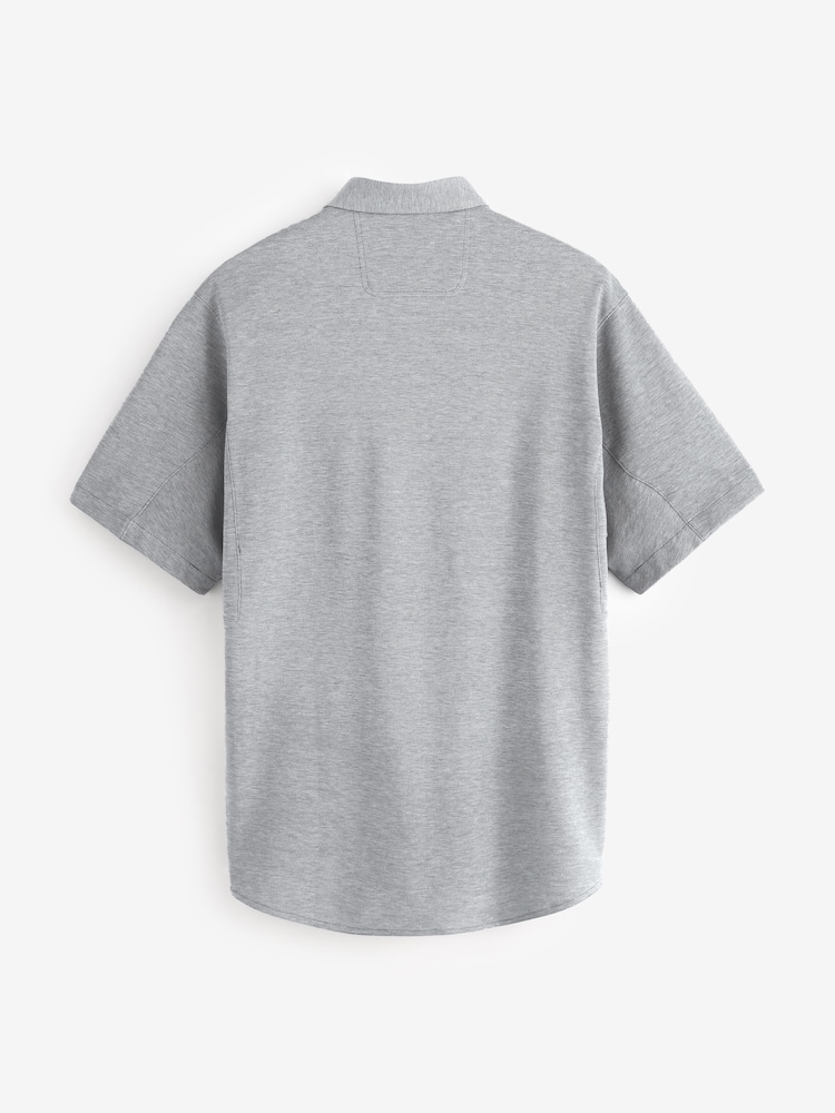 灰色 - BOSS Dymova Regular Fit Short Sleeve Stretch Shirt - 圖片 5，共 5