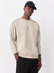 HUGO Natural Noah Regular-Fit Logo Sweat Top - Image 1 of 4