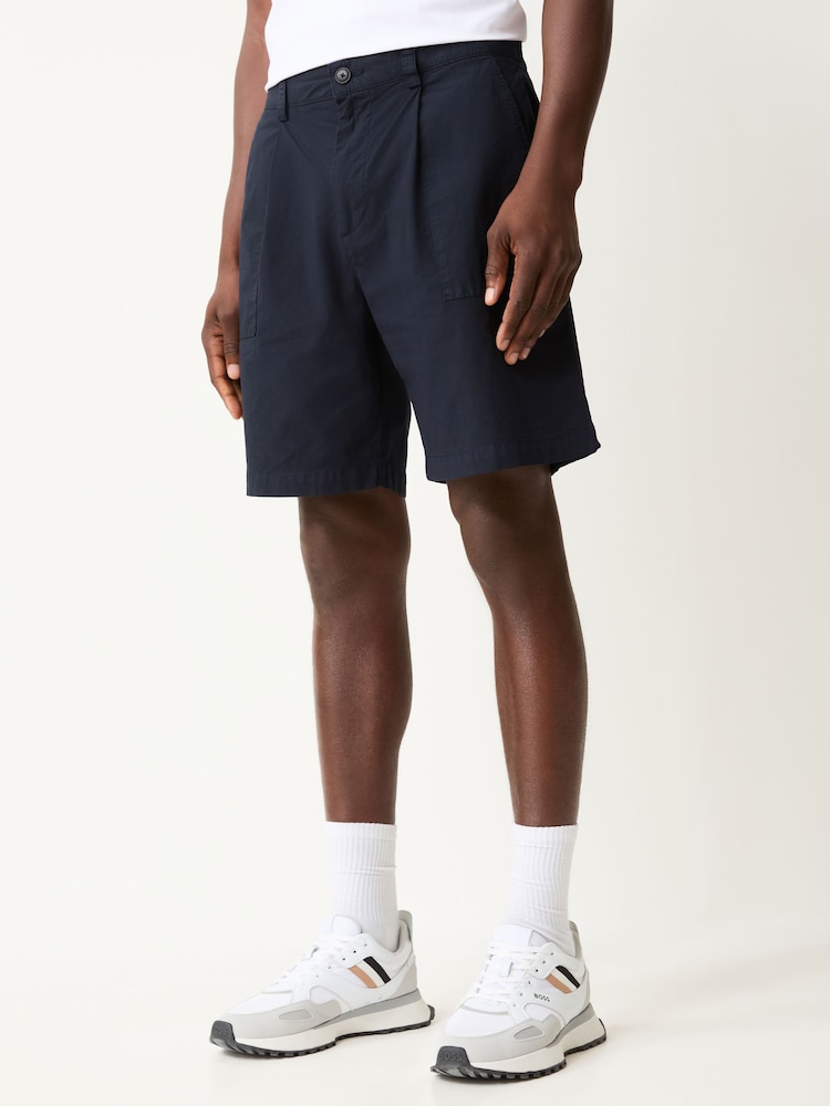 BOSS Blue Pleated Shorts - Image 1 of 7 BOSS Blue Pleated Shorts - Image 1 of 7