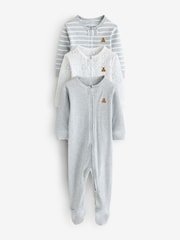 Gap Grey and White 3 Pack Baby Sleepsuit (0-12mths) - Image 1 of 8
