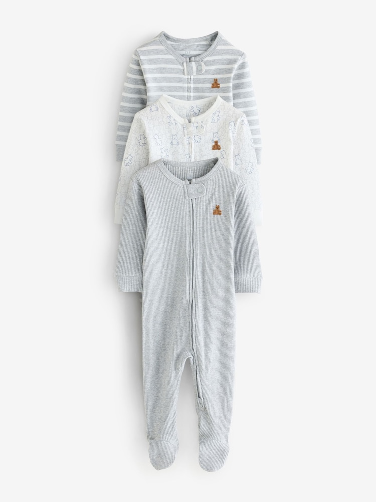 Gap Grey and White 3 Pack Baby Sleepsuit (0-12mths) - Image 1 of 8 Gap Grey and White 3 Pack Baby Sleepsuit (0-12mths) - Image 1 of 8