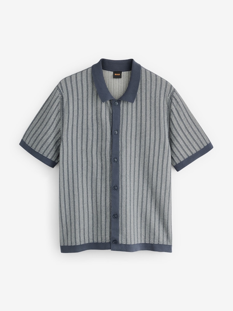 BOSS Blue Kodd Regular-Fit Textured Knitted Shirt - Image 5 of 5