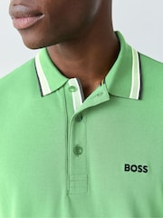 BOSS Mint Green Paddy Tipped Collar Polo Shirt - Image 4 of 5
