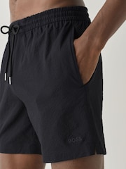 BOSS Black Textured Swim Shorts - Image 2 of 5