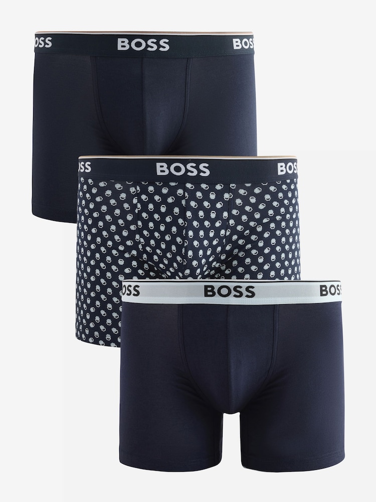 BOSS Blue Power Logo Boxers 3 Pack - Image 1 of 4 BOSS Blue Power Logo Boxers 3 Pack - Image 1 of 4