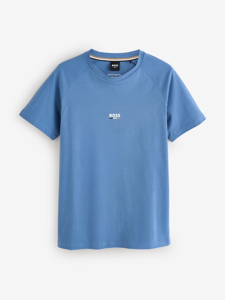 BOSS Blue Slim-Fit Logo T-Shirt - Image 1 of 2 BOSS Blue Slim-Fit Logo T-Shirt - Image 1 of 2