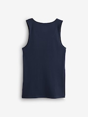 BOSS Green/Navy Blue/Black Classic Rib Vest Tops 3 Pack - Image 6 of 7