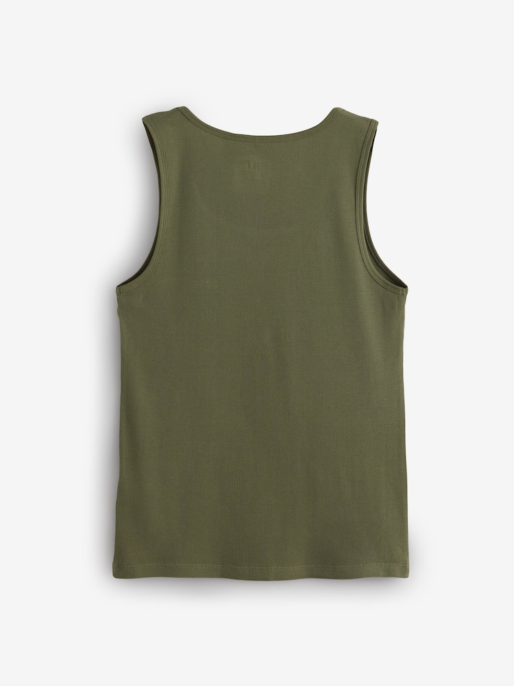 BOSS Green/Navy Blue/Black Classic Rib Vest Tops 3 Pack - Image 7 of 7 BOSS Green/Navy Blue/Black Classic Rib Vest Tops 3 Pack - Image 7 of 7
