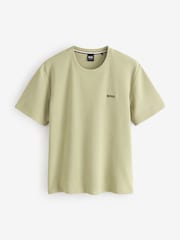 BOSS Sage Green Short Sleeve Logo Waffle T-Shirt - Image 1 of 2