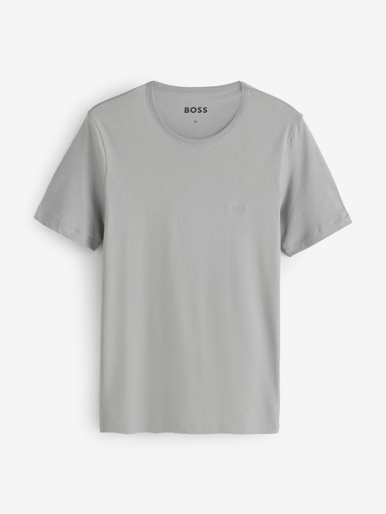BOSS Natural/White/Grey Crew Neck Short Sleeve Classic T-Shirts 3 Pack - Image 8 of 8