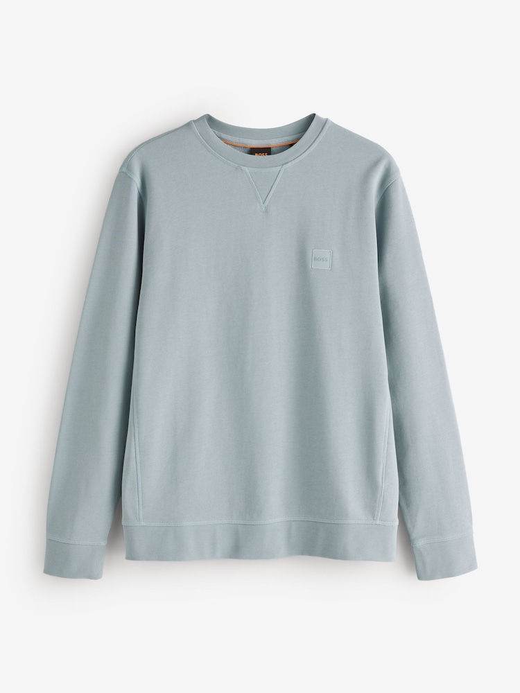 BOSS Grey Westart Regular-Fit Crew Neck Logo Sweat Top - Image 1 of 2 BOSS Grey Westart Regular-Fit Crew Neck Logo Sweat Top - Image 1 of 2