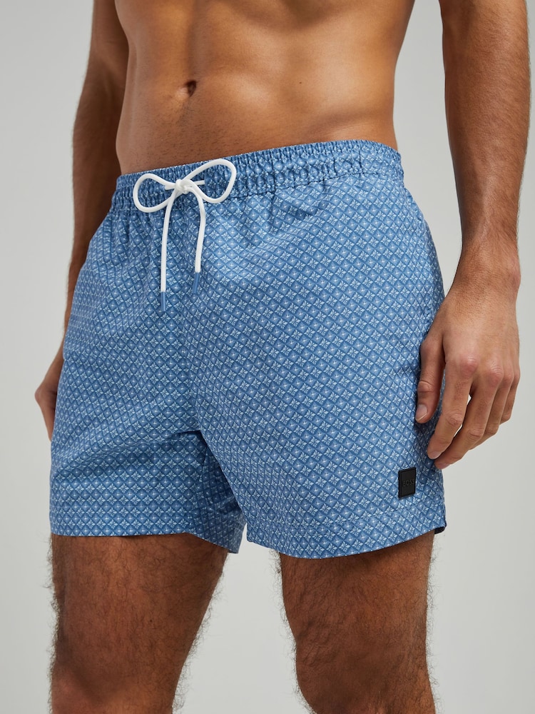 BOSS Sky Blue Vibe Printed Swim Shorts - Image 1 of 4