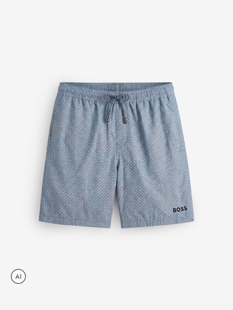 BOSS Sky Blue Vibe Printed Swim Shorts - Image 5 of 5 BOSS Sky Blue Vibe Printed Swim Shorts - Image 5 of 5