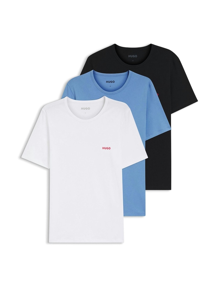 HUGO Blue Regular-Fit Logo T-Shirt 3 Pack - Image 1 of 1