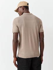 BOSS Brown Momentum Regular-Fit Logo Knitted Polo Shirt - Image 3 of 5