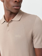 BOSS Brown Momentum Regular-Fit Logo Knitted Polo Shirt - Image 4 of 5