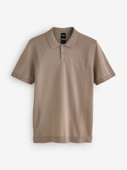 BOSS Brown Momentum Regular-Fit Logo Knitted Polo Shirt - Image 5 of 5