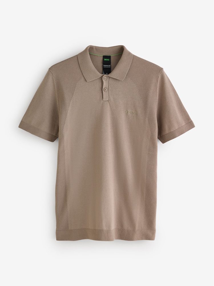 BOSS Brown Momentum Regular-Fit Logo Knitted Polo Shirt - Image 5 of 5 BOSS Brown Momentum Regular-Fit Logo Knitted Polo Shirt - Image 5 of 5