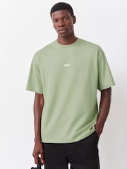 HUGO Mint Green Nalono Relaxed Fit Graphic Logo T-Shirt - Image 2 of 7