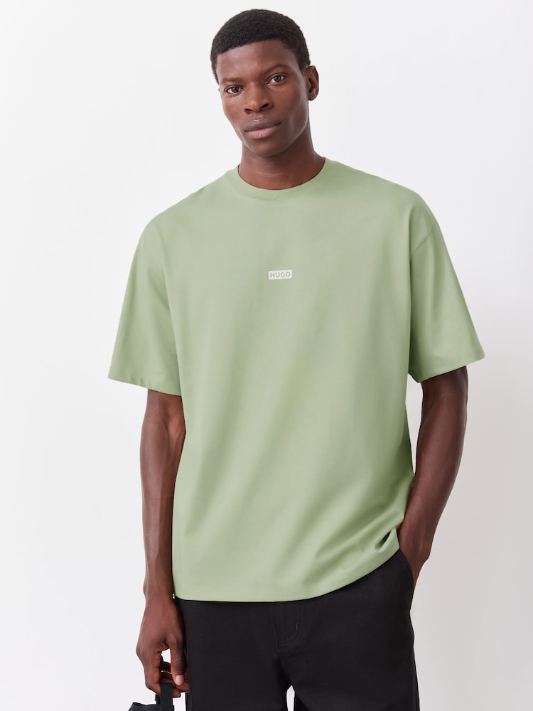 HUGO Mint Green Nalono Relaxed Fit Graphic Logo T-Shirt - Image 2 of 7 HUGO Mint Green Nalono Relaxed Fit Graphic Logo T-Shirt - Image 2 of 7