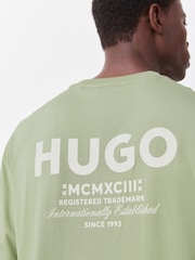 HUGO Mint Green Nalono Relaxed Fit Graphic Logo T-Shirt - Image 4 of 7