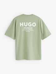 HUGO Mint Green Nalono Relaxed Fit Graphic Logo T-Shirt - Image 7 of 7